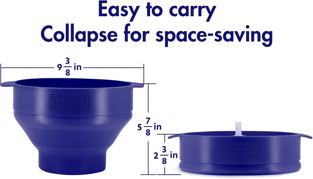 The Original  Microwaveable Silicone Popcorn Popper, Microwave Popcorn Popper, Collapsible Microwave Popcorn Maker Bowl, No Oil Required, Use in Microwave, Dishwasher Safe (Blue)