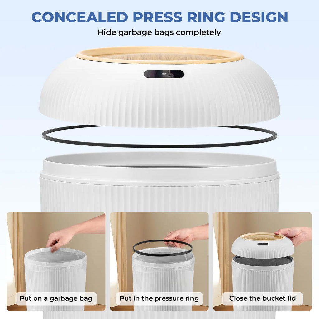 Pukomc Smart Induction Waterproof Trash Can for Bathroom, Bedroom, Office Nordic Style, Household Items Saving Space Motion Sensor Multifunctional Home Goods Environmentally Friendly Automatic Summerwins