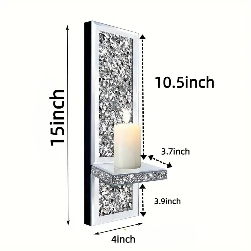 2-Piece Gold Crystal Mirror Wall Candle Sconce Set