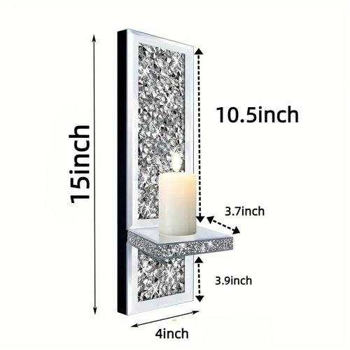 2-Piece Gold Crystal Mirror Wall Candle Sconce Set