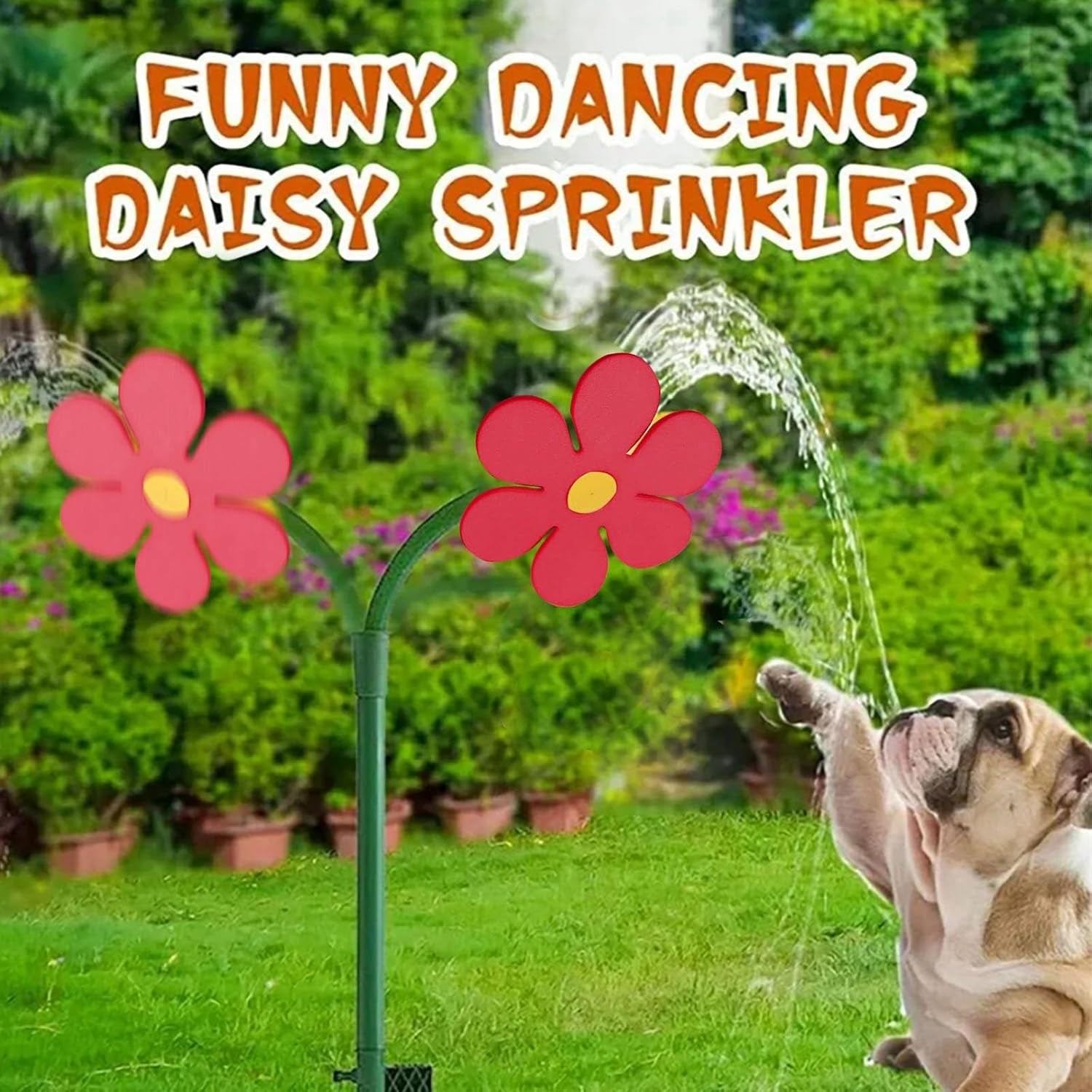 Crazy Dancing Daisy Sprinkler,Garden Sprinkler Stake with Adapter,360 Rotatable Flower Sprinklers,Lawn Watering Sprinklers Sprayer, Irrigation Tool for Yard Watering Kids Playing (A)