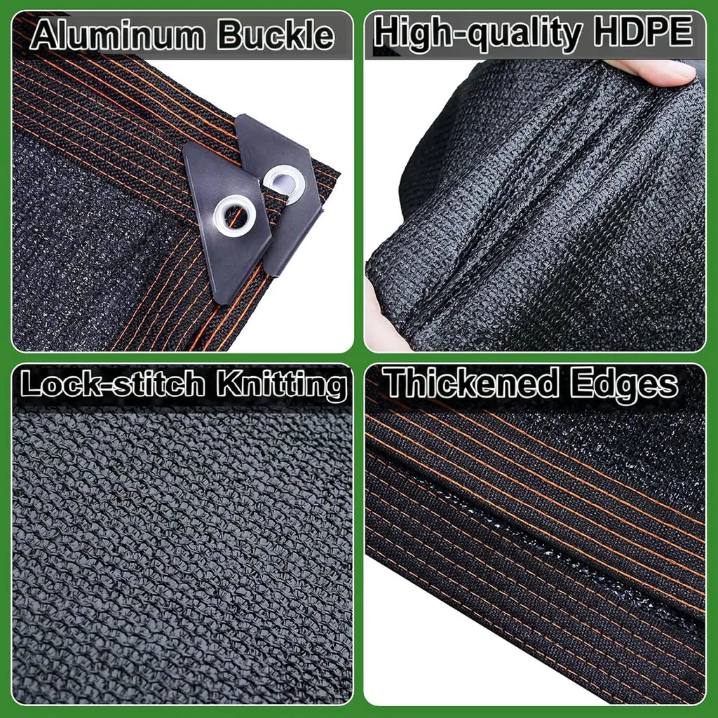 90% Blackout Cloth (Black) - 10 X 13Ft Uv-Resistant Shade Net with Reinforced Rivets, Suitable for Outdoor Adventures / Camping / Garden / Patio / Greenhouse.Mesh Shade Cloth，Father'S Day Gifts