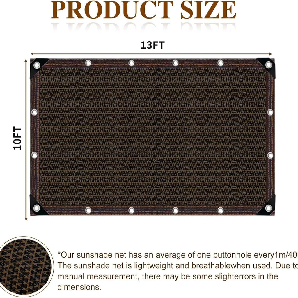 90% Blackout Cloth (Black) - 10 X 13Ft Uv-Resistant Shade Net with Reinforced Rivets, Suitable for Outdoor Adventures / Camping / Garden / Patio / Greenhouse.Mesh Shade Cloth，Father'S Day Gifts