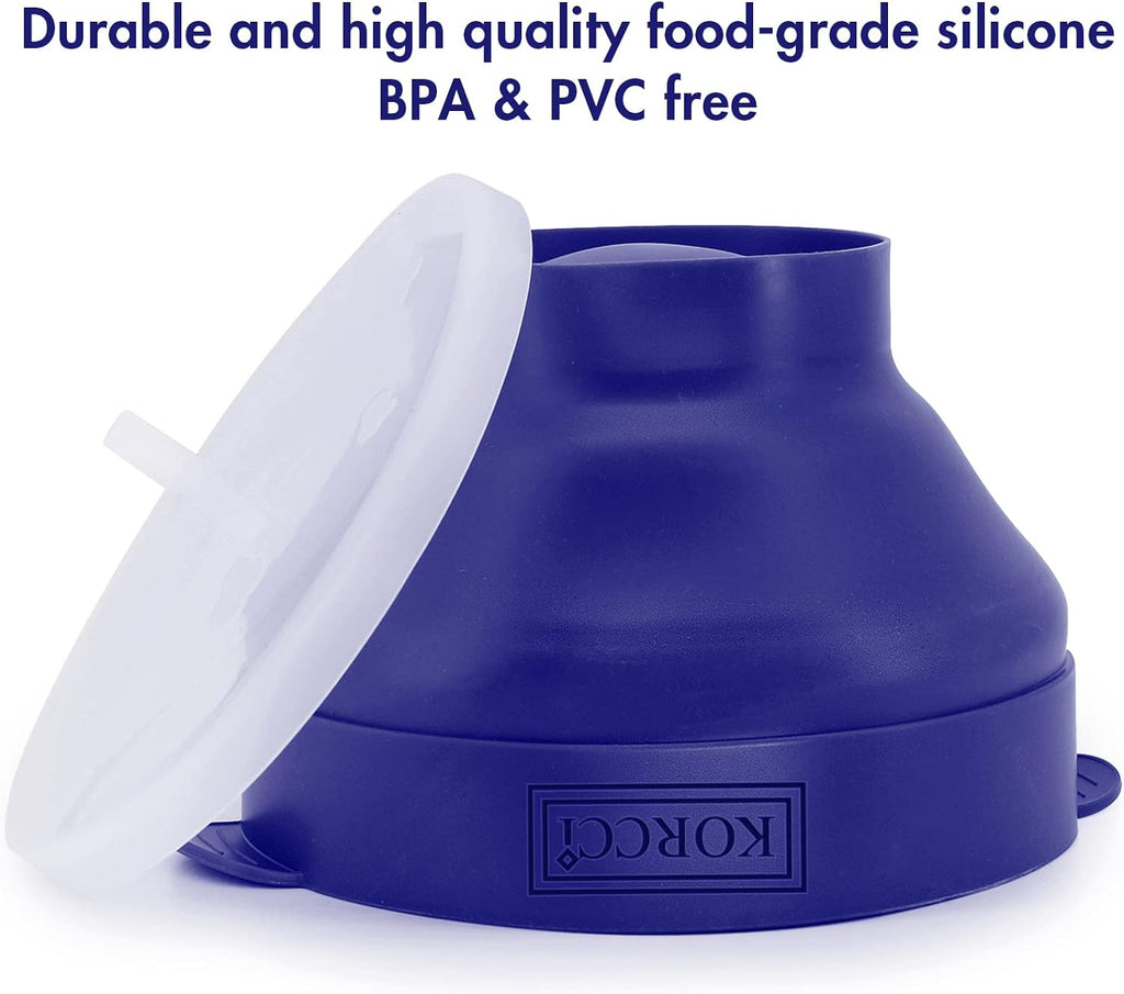 The Original  Microwaveable Silicone Popcorn Popper, Microwave Popcorn Popper, Collapsible Microwave Popcorn Maker Bowl, No Oil Required, Use in Microwave, Dishwasher Safe (Blue)