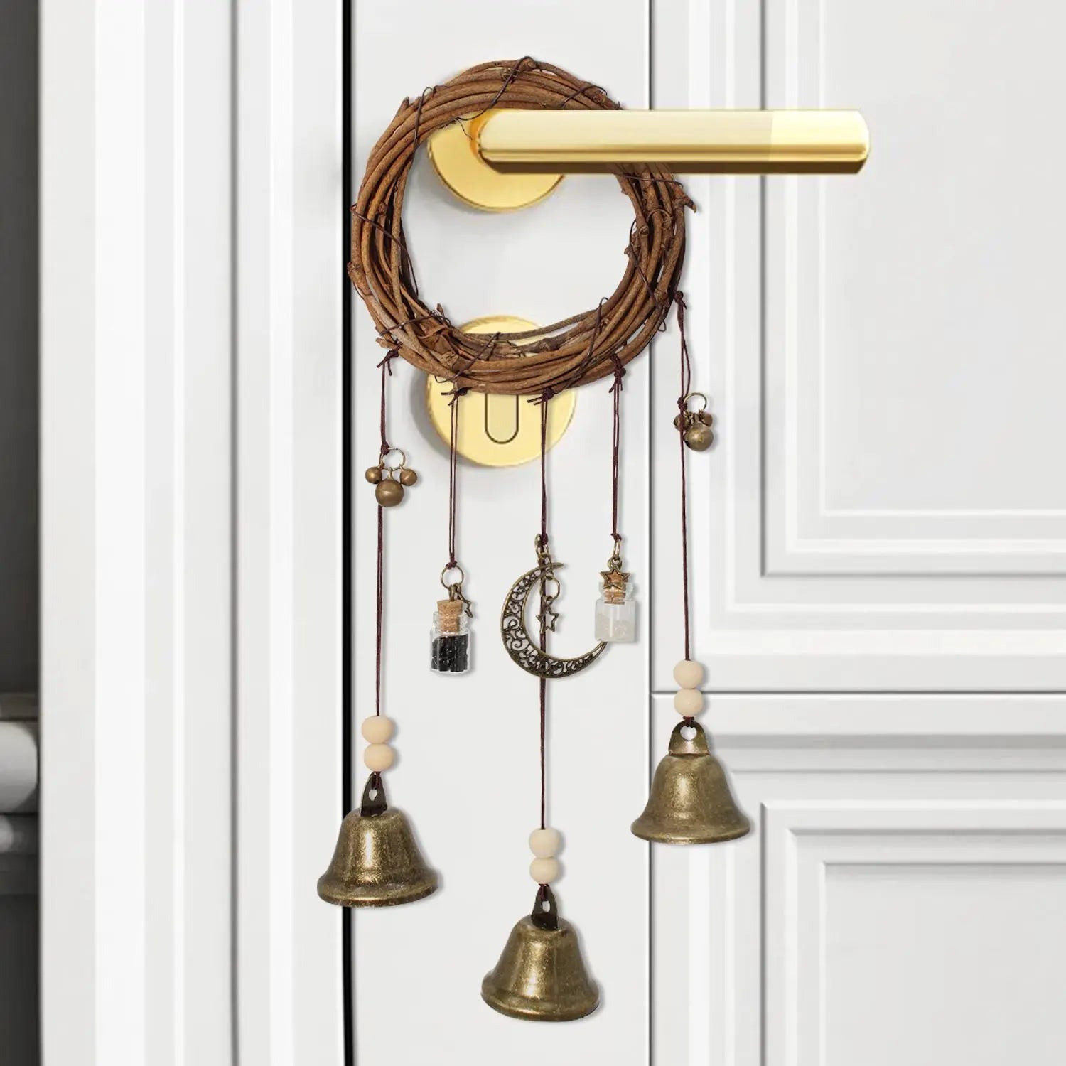 Enchanting Boho Bell Hanging Decor - Vintage Door Bell Ornament for Whimsical Home Accents