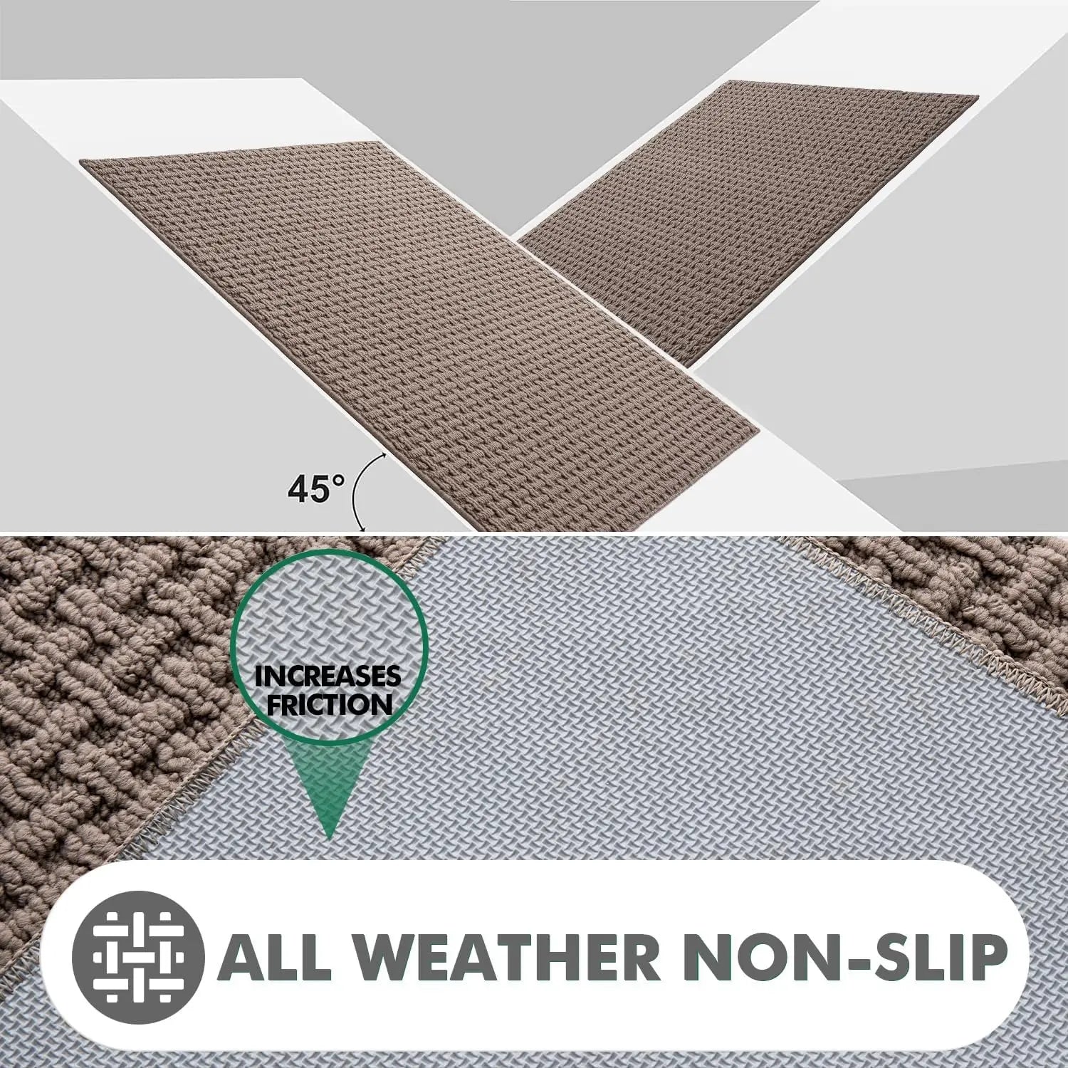 Lumi Washable Indoor Door Mat - 17x30 Absorbent, Non-Slip, and Stylish Beige Entryway Rug