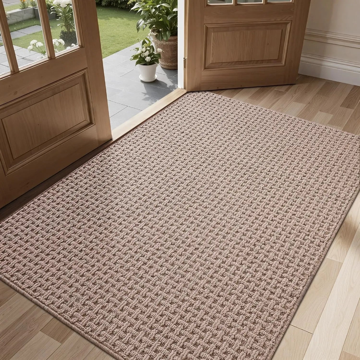 Lumi Washable Indoor Door Mat - 17x30 Absorbent, Non-Slip, and Stylish Beige Entryway Rug