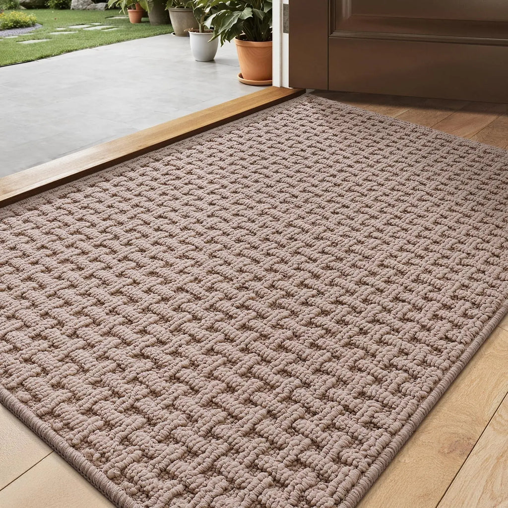 Lumi Washable Indoor Door Mat - 17x30 Absorbent, Non-Slip, and Stylish Beige Entryway Rug