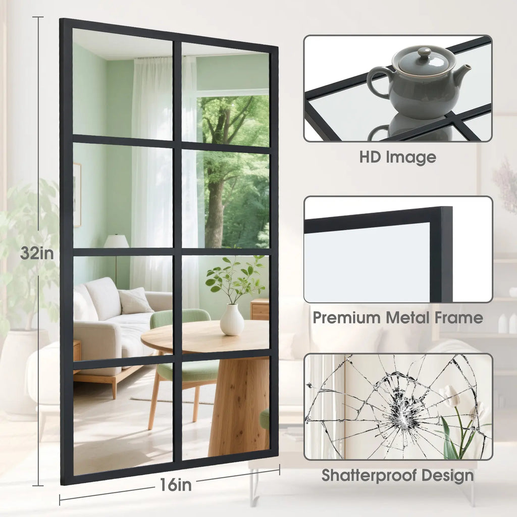 Elevate Your Space with the HD Shatterproof Wall Mirror – Modern Industrial Design for Any Room