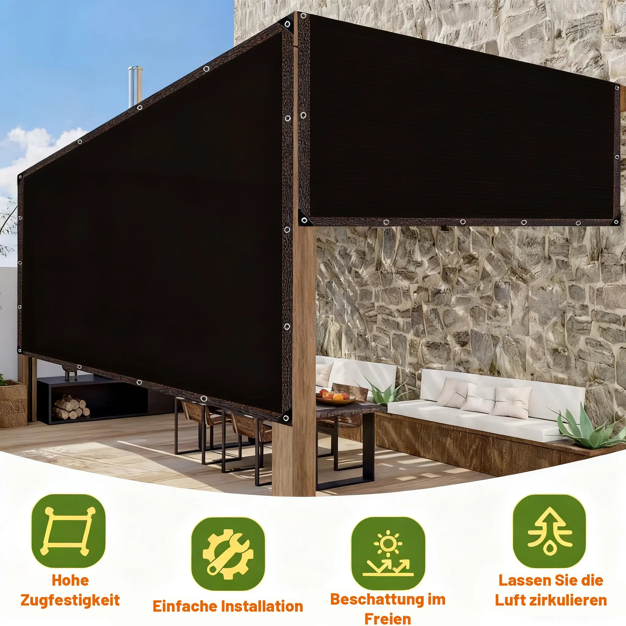 90% Blackout Cloth (Black) - 10 X 13Ft Uv-Resistant Shade Net with Reinforced Rivets, Suitable for Outdoor Adventures / Camping / Garden / Patio / Greenhouse.Mesh Shade Cloth，Father'S Day Gifts