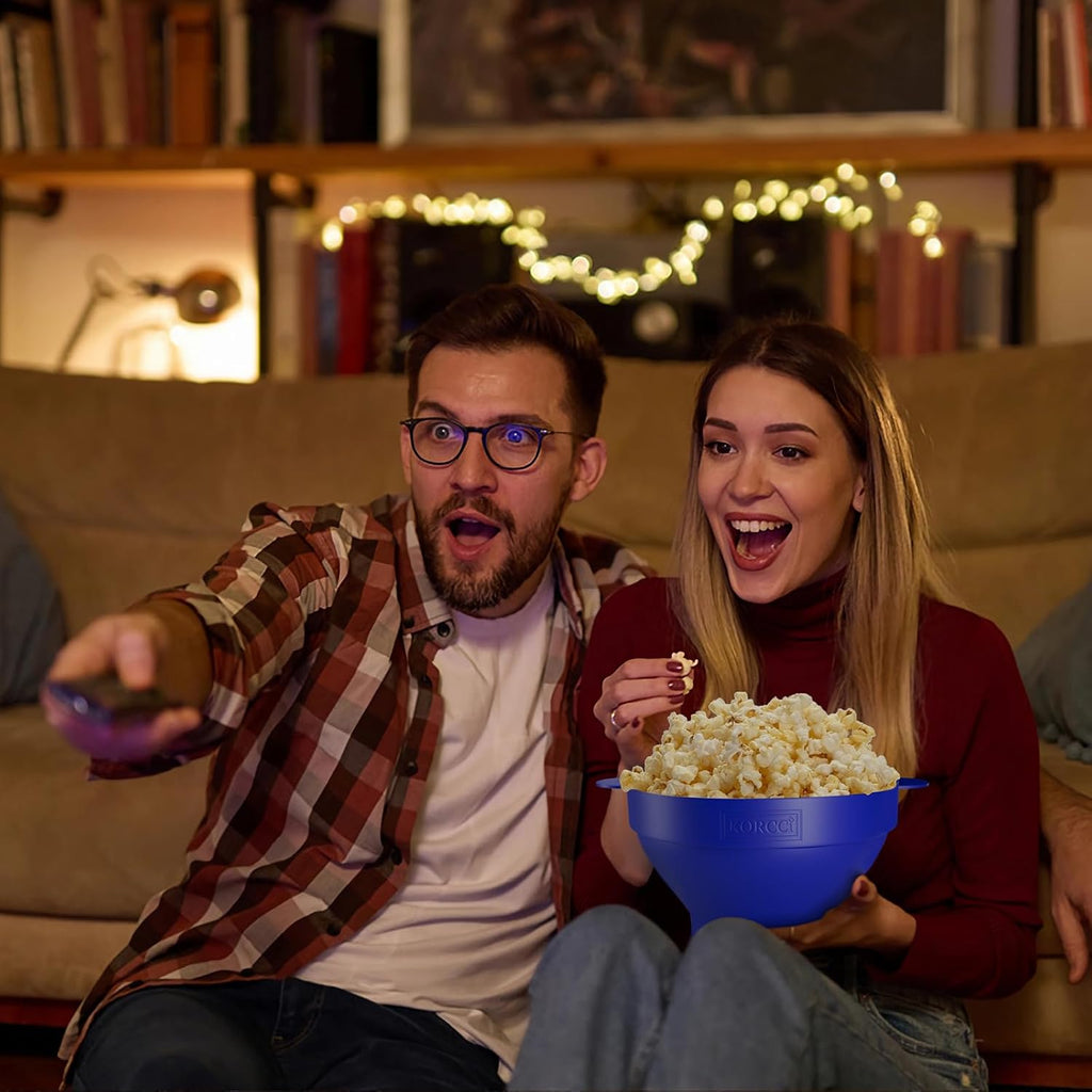 The Original  Microwaveable Silicone Popcorn Popper, Microwave Popcorn Popper, Collapsible Microwave Popcorn Maker Bowl, No Oil Required, Use in Microwave, Dishwasher Safe (Blue)