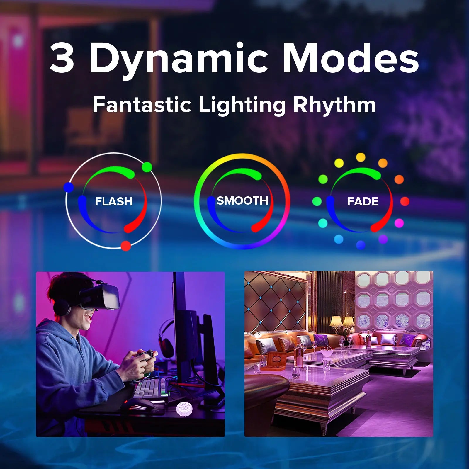 SANSI RGB Pool Lights with RF Remote & Timer – Waterproof, Battery Operated, Flash/Fade/Smooth Modes, Magnetic & Suction Installation – Portable for Showers, Pools, Outdoors – Perfect for Garden Summervibes