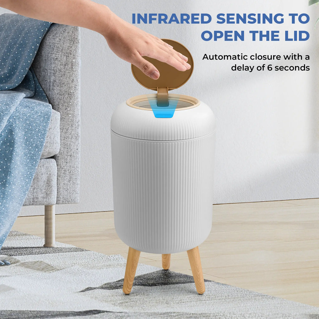Pukomc Smart Induction Waterproof Trash Can for Bathroom, Bedroom, Office Nordic Style, Household Items Saving Space Motion Sensor Multifunctional Home Goods Environmentally Friendly Automatic Summerwins