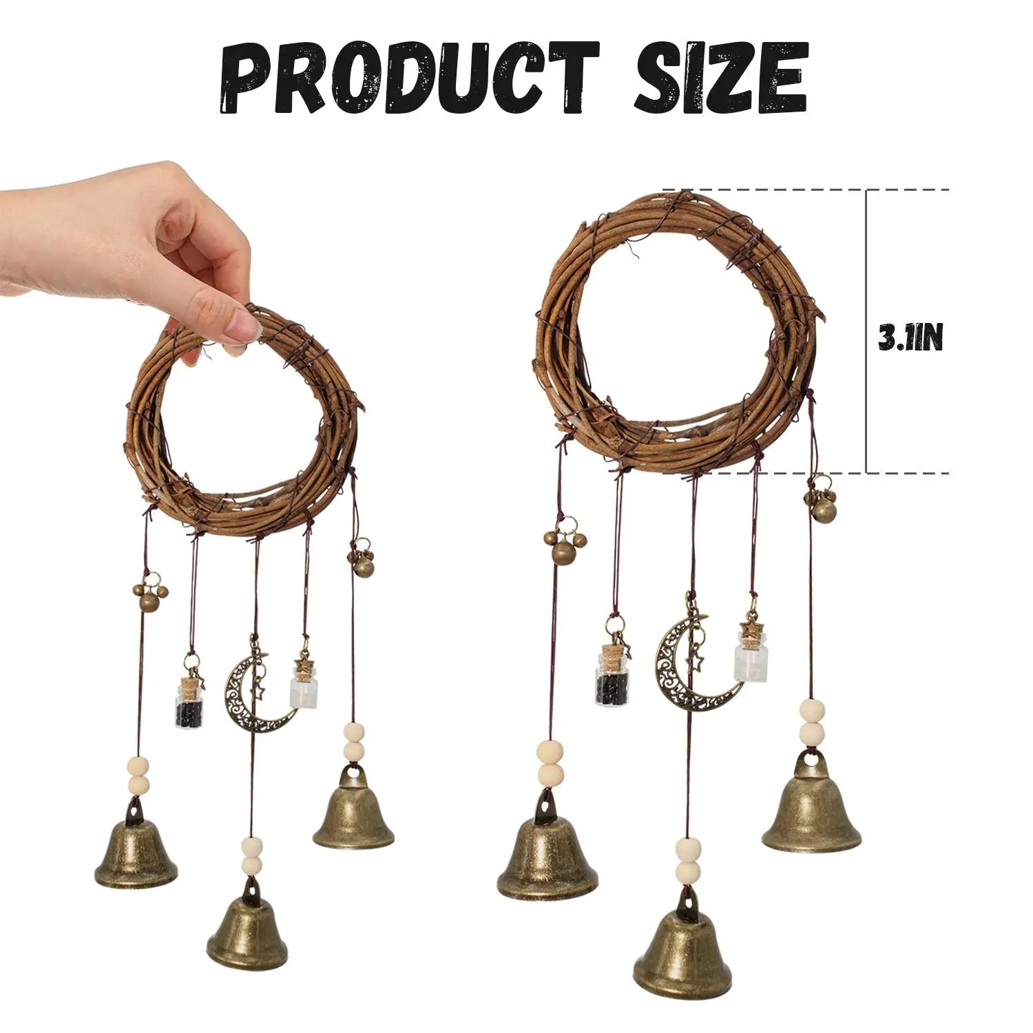 Enchanting Boho Bell Hanging Decor - Vintage Door Bell Ornament for Whimsical Home Accents