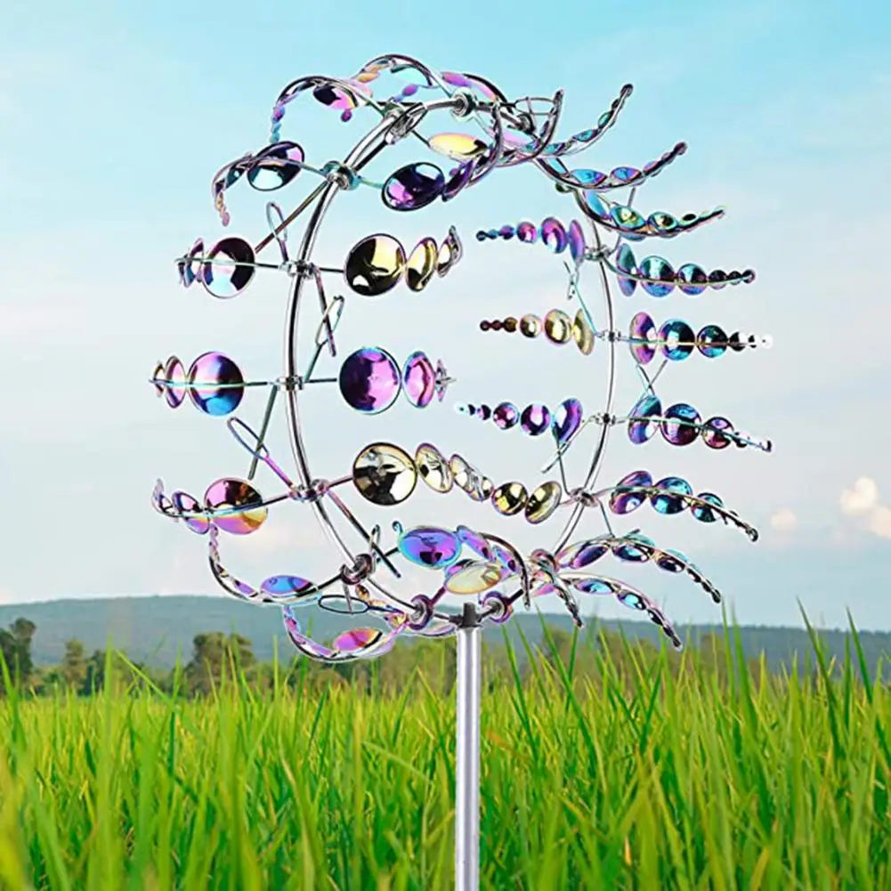 Unique and Magical Metal Windmill 3D Wind Powered Kinetic Sculpture Lawn Metal Wind Spinners Yard and Garden Decor Gift
