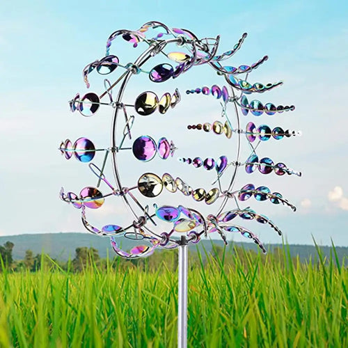 Unique and Magical Metal Windmill 3D Wind Powered Kinetic Sculpture Lawn Metal Wind Spinners Yard and Garden Decor Gift