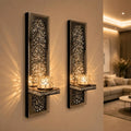 2-Piece Gold Crystal Mirror Wall Candle Sconce Set