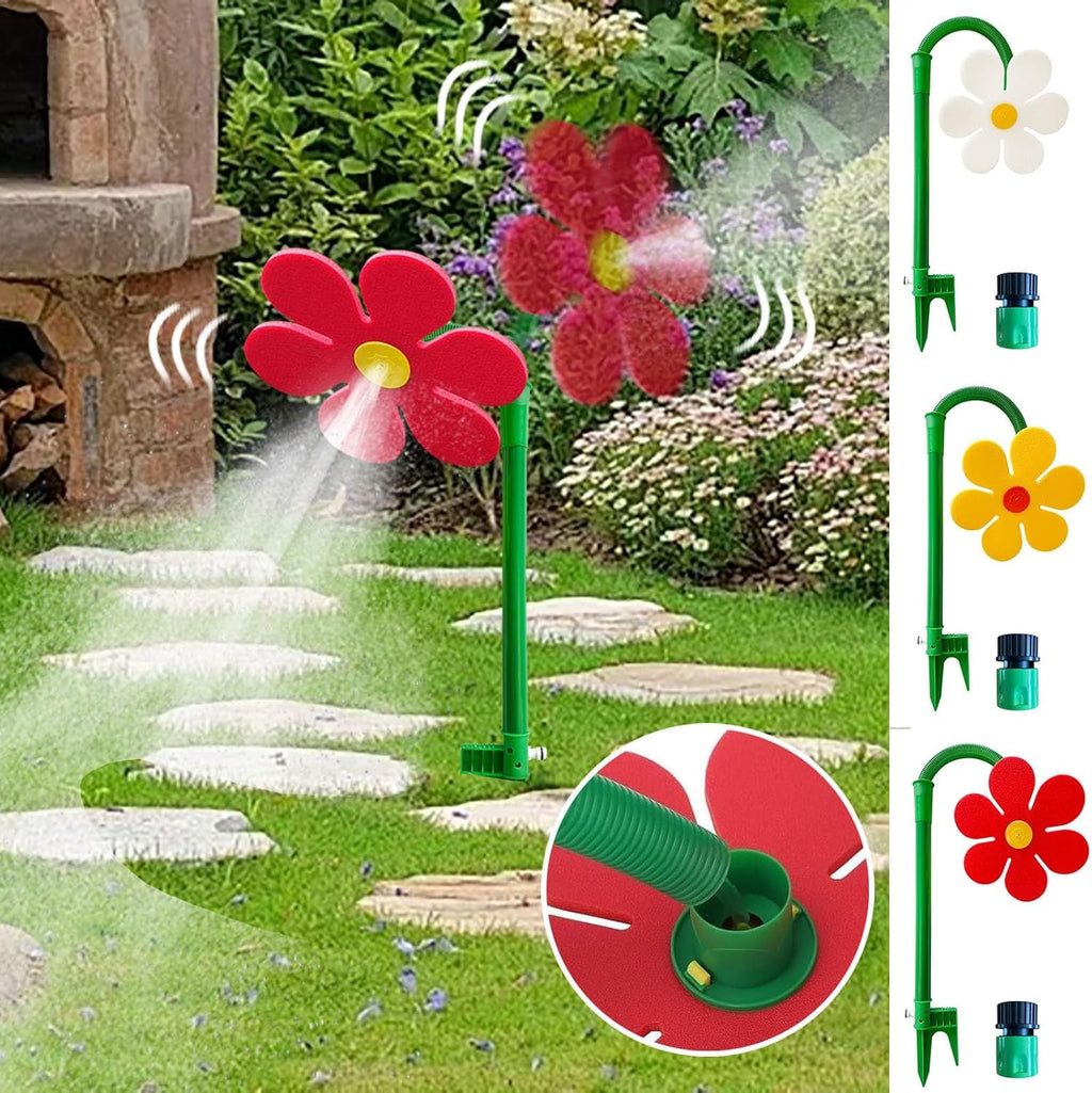 Crazy Dancing Daisy Sprinkler,Garden Sprinkler Stake with Adapter,360 Rotatable Flower Sprinklers,Lawn Watering Sprinklers Sprayer, Irrigation Tool for Yard Watering Kids Playing (A)
