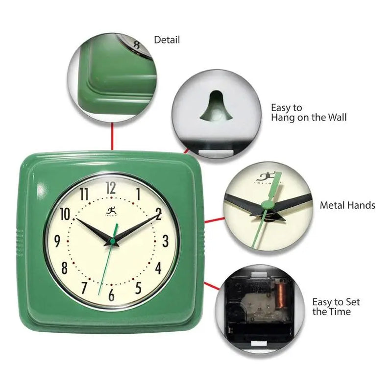 Transform Your Space with the Infinity Instruments 9" Retro Silent Kitchen Clock