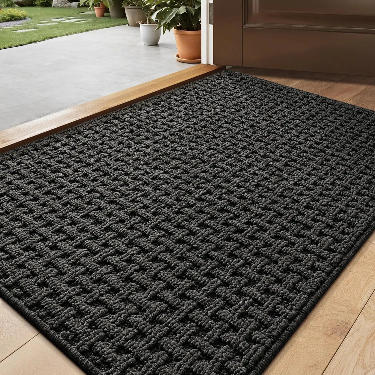Lumi Washable Indoor Door Mat - 17x30 Absorbent, Non-Slip, and Stylish Beige Entryway Rug
