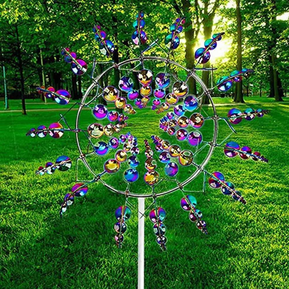 Unique and Magical Metal Windmill 3D Wind Powered Kinetic Sculpture Lawn Metal Wind Spinners Yard and Garden Decor Gift