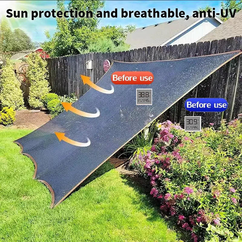 90% Blackout Cloth (Black) - 10 X 13Ft Uv-Resistant Shade Net with Reinforced Rivets, Suitable for Outdoor Adventures / Camping / Garden / Patio / Greenhouse.Mesh Shade Cloth，Father'S Day Gifts