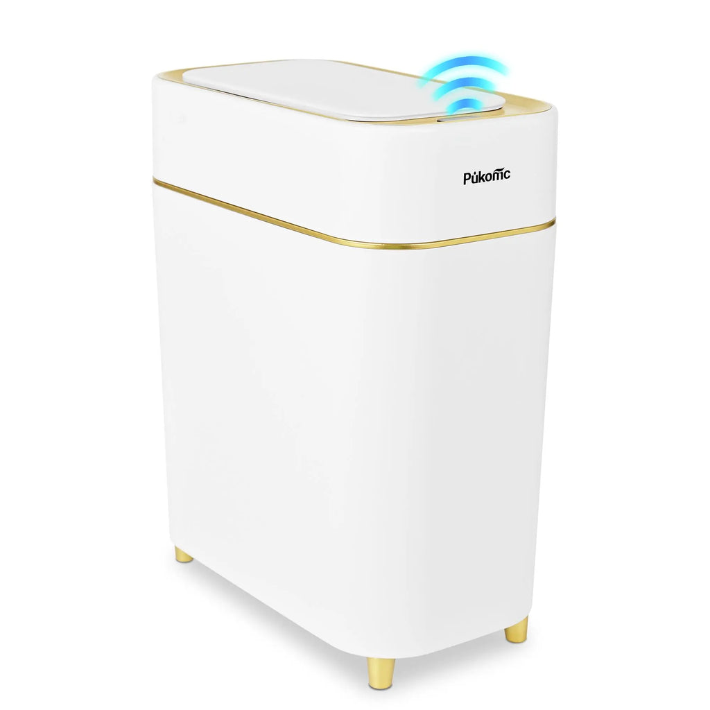 Pukomc Smart Induction Waterproof Trash Can for Bathroom, Bedroom, Office Nordic Style, Household Items Saving Space Motion Sensor Multifunctional Home Goods Environmentally Friendly Automatic Summerwins