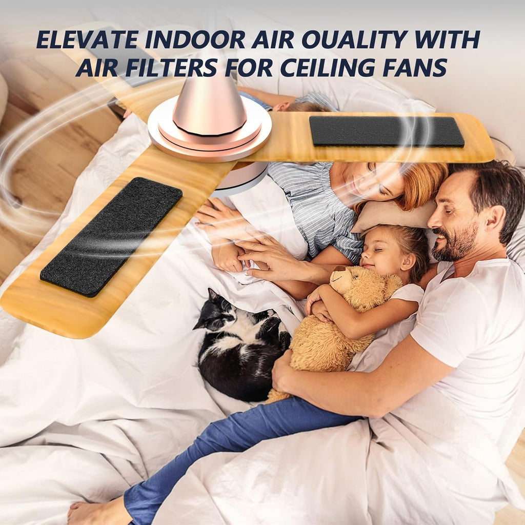 Ceiling Fan Filters for Blades, 5Pcs Activated Coconut Shell Carbon Ceiling Fan Air Purifier Pads, Easily Sticks Unscented Air Filters for Common Household Contaminants
