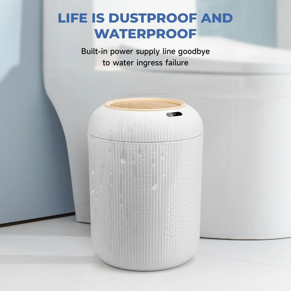 Pukomc Smart Induction Waterproof Trash Can for Bathroom, Bedroom, Office Nordic Style, Household Items Saving Space Motion Sensor Multifunctional Home Goods Environmentally Friendly Automatic Summerwins